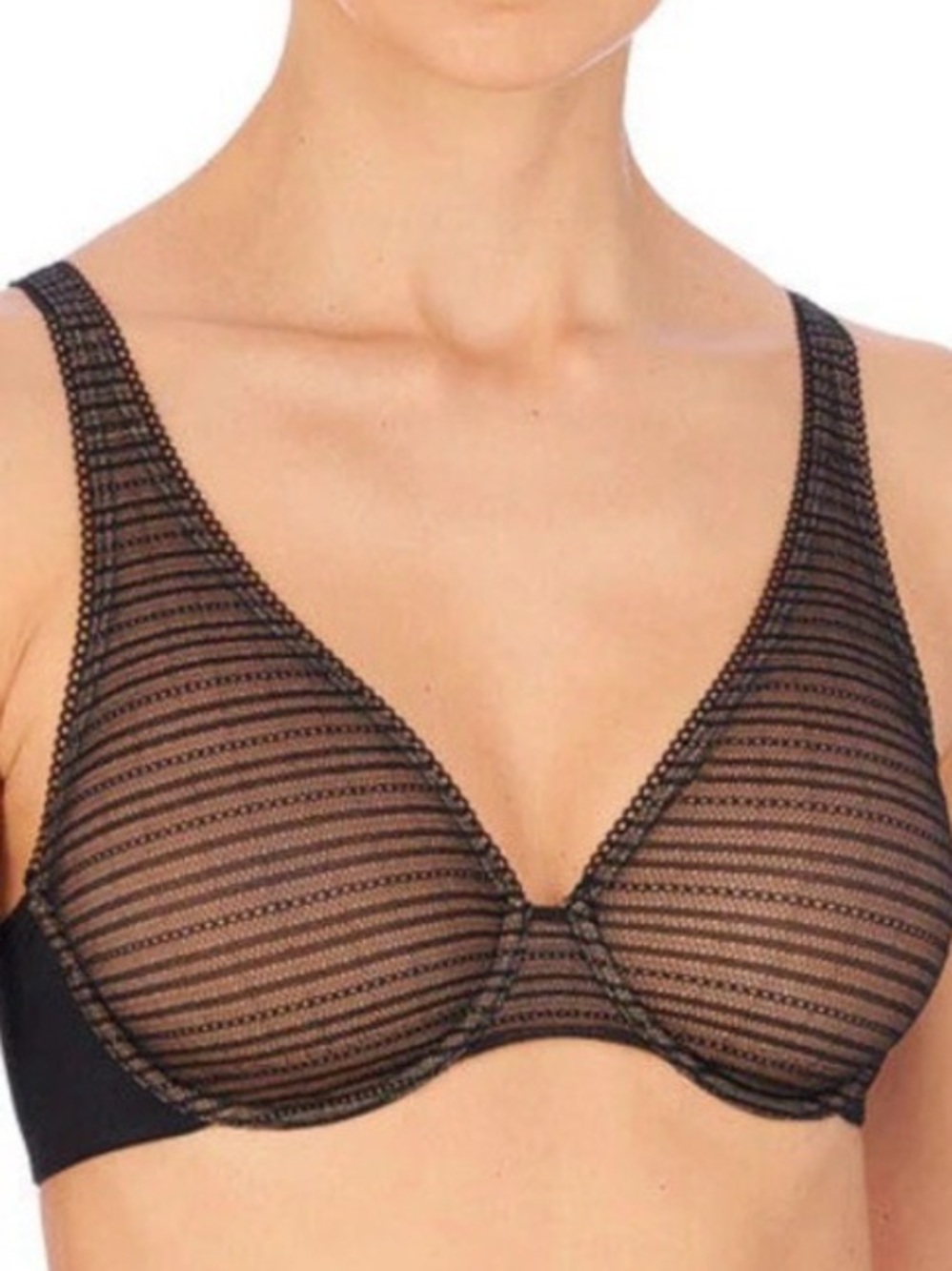 NEW $66 Natori 32C US Revive Full Fit Underwire Bra Black Buff nwot semi sheer